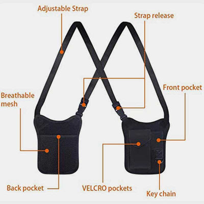 Anti-theft Hidden Underarm Strap Wallet Nylon Holster Bag Double Shoulder Pocket