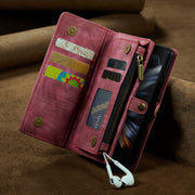Durable Leather Magnetic Wallet Case for Z Fold 4 with Wrist Strap