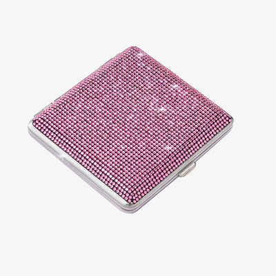 Portable Sparkle Cigarette Box Diamond Encrusted Metal Case For Women