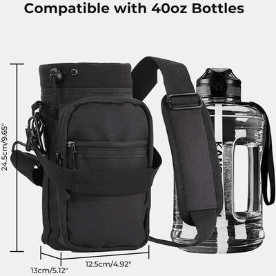 Water Bottle Carrier Bottle Pouch Holder with Adjustable Shoulder Hand Strap