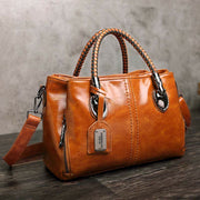 Retro Triple Compartment Woven Top Handle Satchel Handbag Crossbody Bag