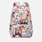 Backpack for Women Funny Cat Cartoon Printing Waterproof School Handbag