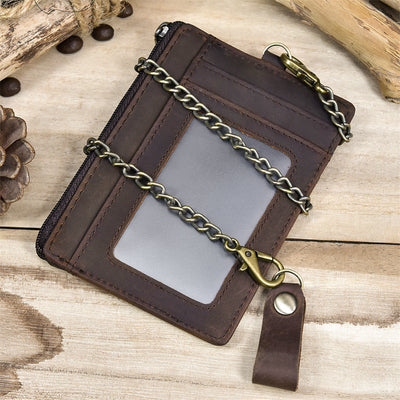 Multifunctional Wallet With Chain Protect For Men Leather Card Bag