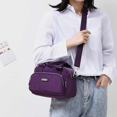 Handbag for Women Purple Nylon Lightweight Shopping Zipper Crossbody Bag