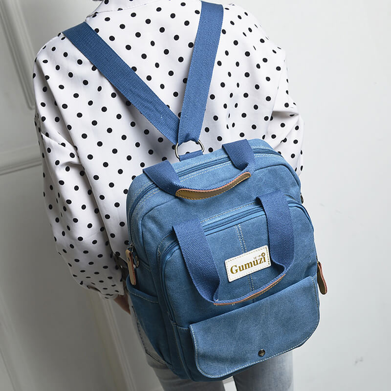 3-Way Use Multi-Pocket Canvas Backpack