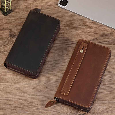 RFID Blocking Gentle Wallet Mens Business Genuine Leather Clutch