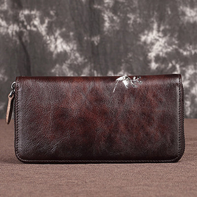 Cute Owl Wallet Retro Long Genuine Leather Clutch Purse