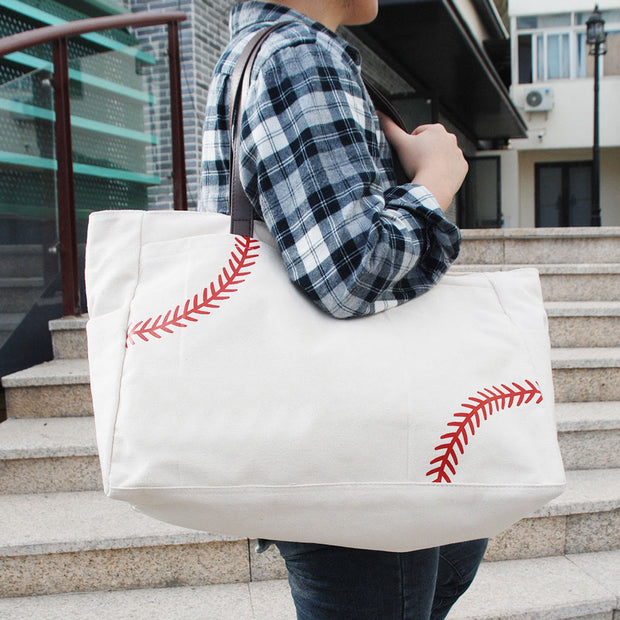 Large Embroidered Canvas Tote Multifunctional Travel Sports Bag Shoulder Bag