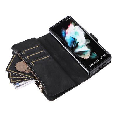 2-In-1 Wallet Case Cell Phone Case for Samsung Z Fold 3 4 Wristlet Zipper Card Holder