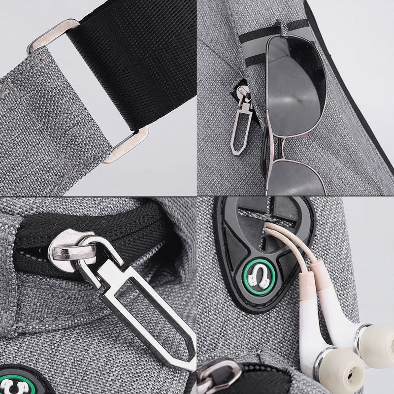 Waterproof Lightweight Multifunctional Anti-theft Casual Sling Bag With Headphone Jack