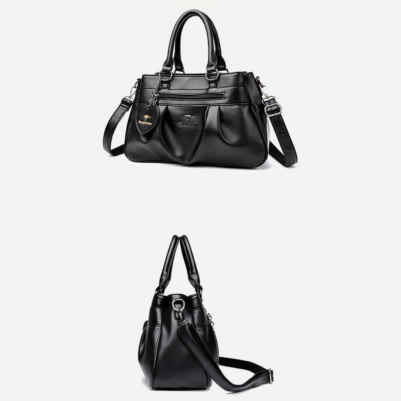 Limited Stock: Triple Compartment Handbag Top-Handle Satchel PU Leather Crossbody Purse