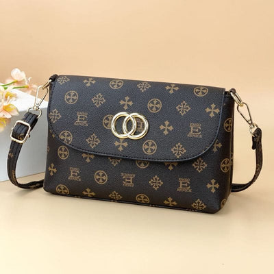 Elegant Pattern Printing Women Purse Clamshell Crossbody Leather Bag