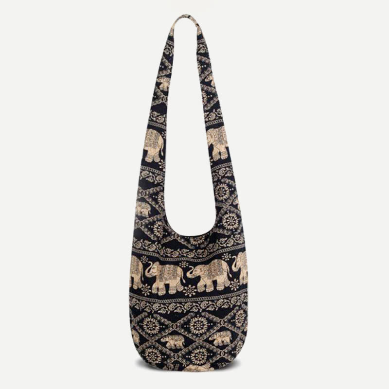 Shoulder Bag for Women Printing Flower Linen Folk-Custom Crossbody Bag