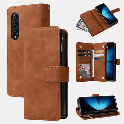 Shockproof Sansung Galaxy Z Fold 4 Fold 3 Case Wallet with Multiple Card Slot