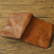 Leather Wallet For Men Double Folding Vintage Short Zipper Purse