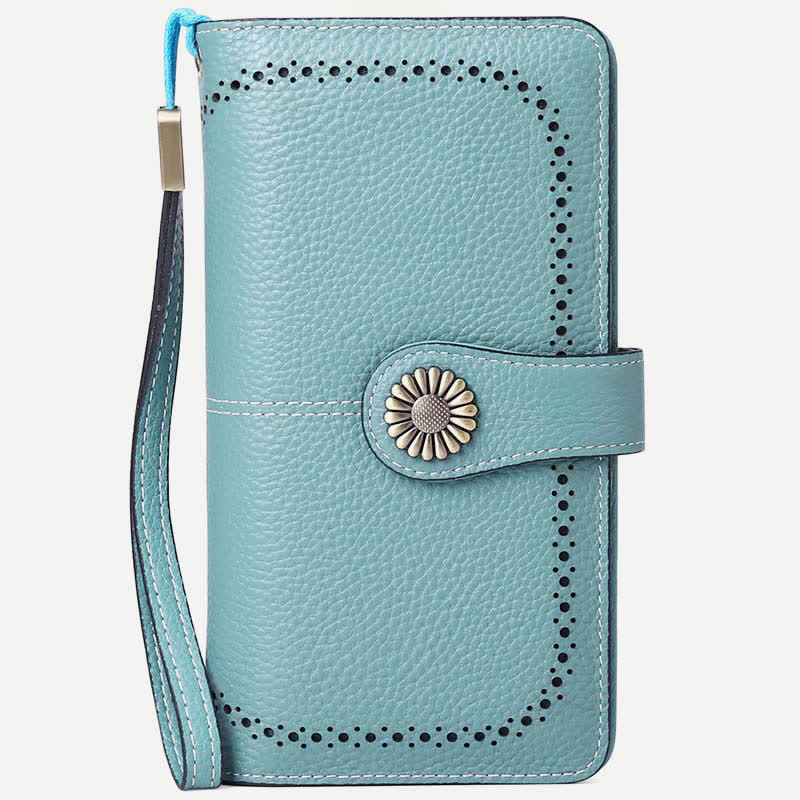 Women RFID Blocking Leather Wallet Multi-slot Credit Card Holder Clutch