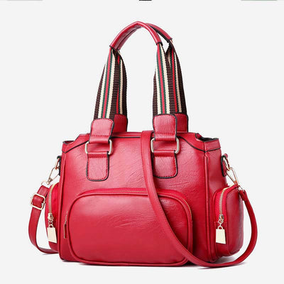 Women's Textured Leather Top-Handle Fashion Satchel Handbag with Crossbody Strap