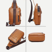 Genuine Leather Sling Bag for Men Vintage Crossbody Casual Hiking Daypack