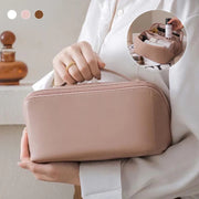 Large Capacity Travel Cosmetic Bag Leather Makeup Bag Storage Pouch