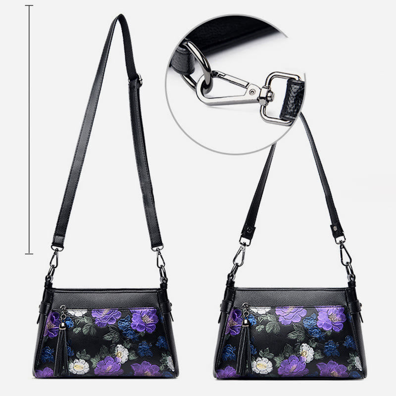 Blooming Floral Crossbody Bag For Women Dragonfly Print Tassel Purse