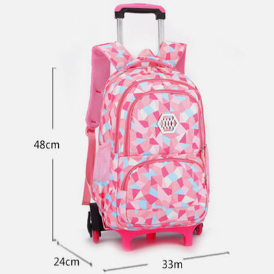 Rolling Wheels School Bag For Boys Girls Colorful Printing Backpack