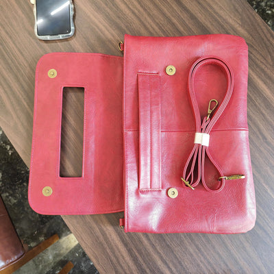 Vegan Leather Shoulder Bag Clutch For Women Fashion Handbag with Crossbody Strap