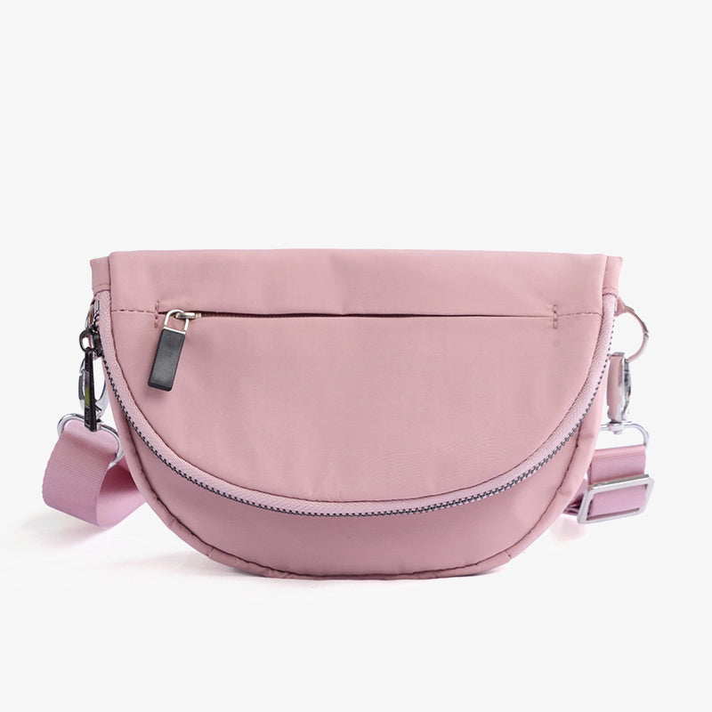 Crescent Crossbody Bag For Women Minimalist Solid Color Nylon Purse