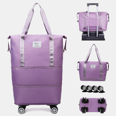 Expandable Rolling Duffel Bag with Detachable Wheels Large Shopping Tote Handbag Purses