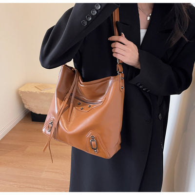 Rivet Tassel Tote Women Large Single Shoulder Cross Body Bag