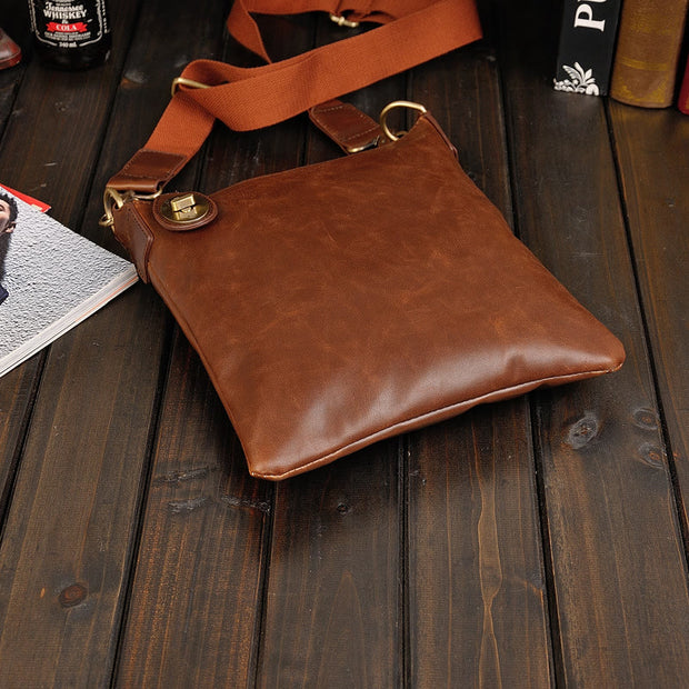 Messenger Bag For Men Business Simple Retro Leather Crossbody Bag