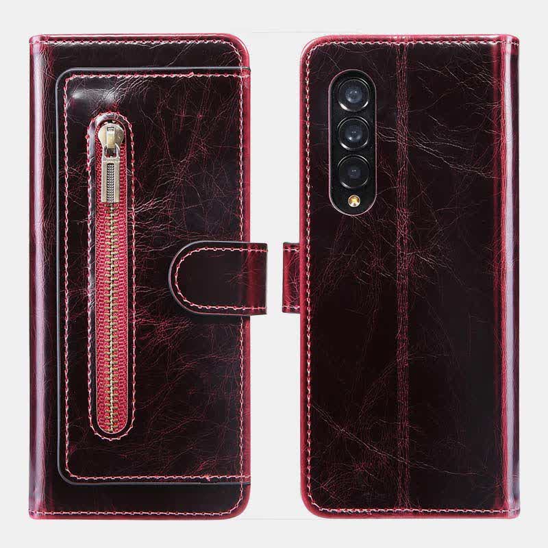 Z Fold 4 /3 Case Wallet for Women Men PU Leather Flip Kickstand Phone Cover