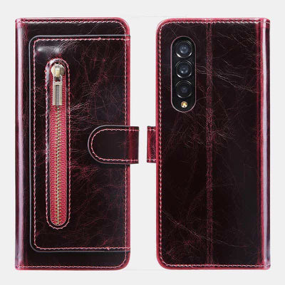 Z Fold 4 /3 Case Wallet for Women Men PU Leather Flip Kickstand Phone Cover