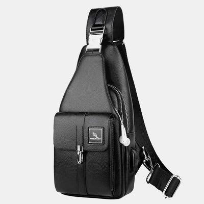 Men Leather Sling Bag Multipurpose Casual Bag Chest Bag Shoulder Bag