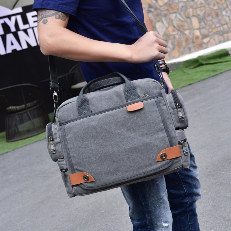 Messenger Bag for Men Casual Canvas Multi-Pocket crossbody bag