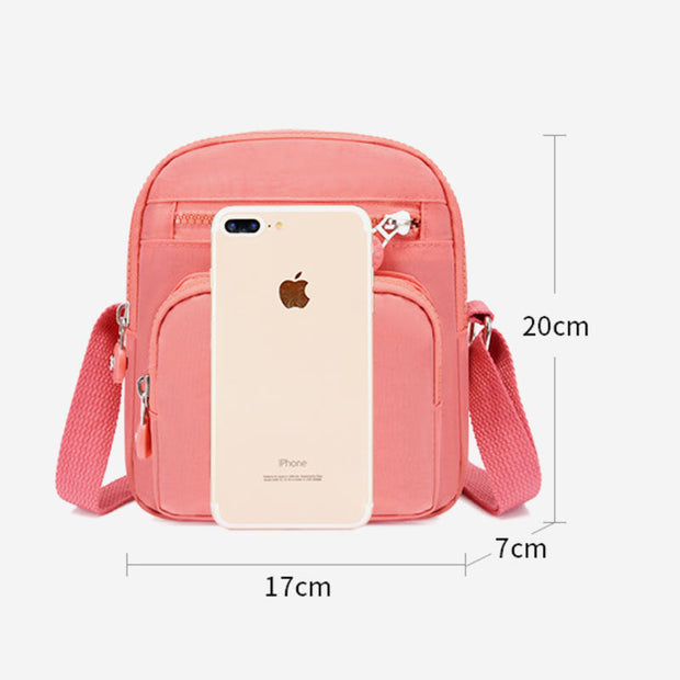Lightweight Small Solid Color Crossbody Bag Multi-Pocket Cell Phone Purse