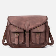 Classic Crossbody Bag Vintage Textured Leather Women Commuter Shoulder Bag