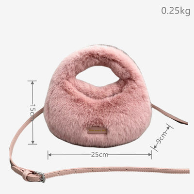 Faux Fur Purse For Women Adjustable Strap Small Crossbody Bag