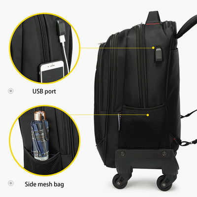 Men Women Business Waterproof Pull Rod Backpack Multifunctional Travel Bag