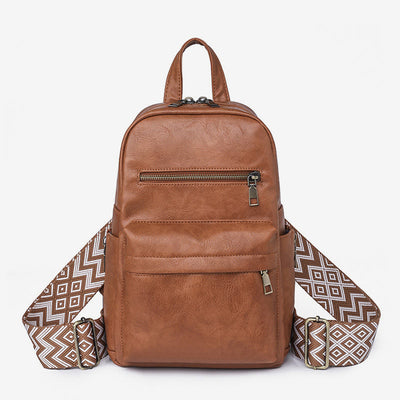 Leather Backpack For Women Retro Solid Color Multiple Use Sling Bag