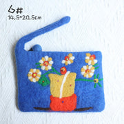 Wool Felt Coin Purse For Women Colorful Flower Cute Wallet