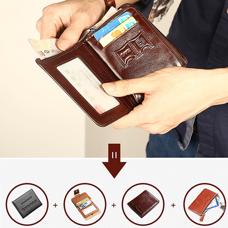 Solid RFID Genuine Leather Wallet Organizer Purse