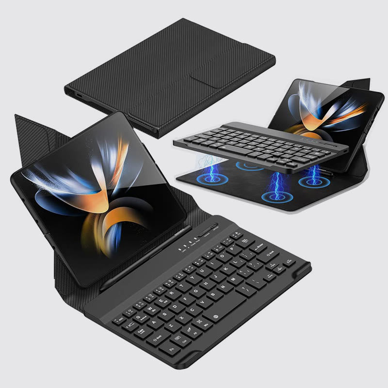 Phone Case For Samsung Light Luxury Leather Cover With Bluetooth Keyboard