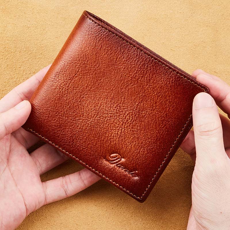 Retro Trifold Wallet For Men RFID Blocking Leather Purse