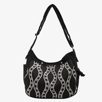 Twist Pattern Crossbody Bag Wide Strap Magnetic Buckle Commuter Bag