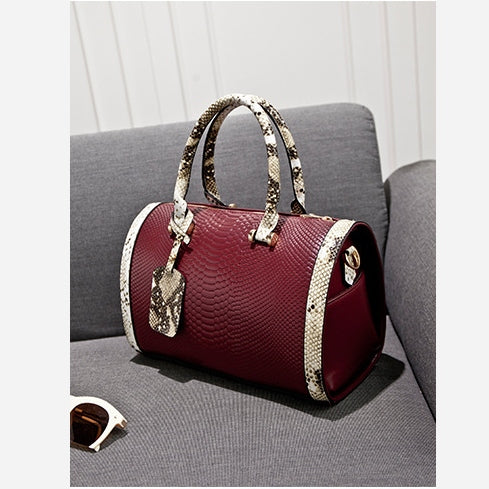 Snakeskin Grain Top Handbag For Lady Vegan Leather Crossbody Bag