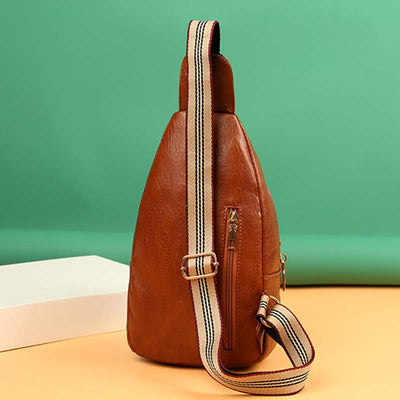 Sling Crossbody Backpack Soft Leather Shoulder Bag with Adjustable Strap