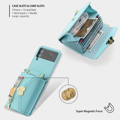 Phone Case For Samsung Card Zipper Protective Cover Purse