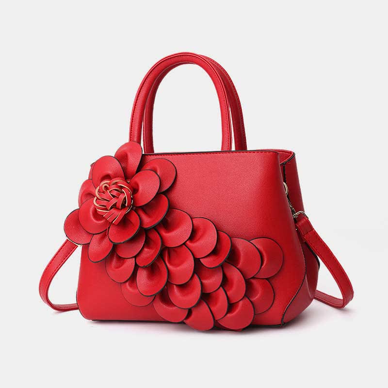 Women's Floral Elegant Shoulder Bag Vegan Leather Handbag Satchel Purses