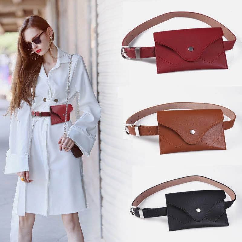 Stylish Waist Bag Vegan Leather Envelope Women Belt Bag