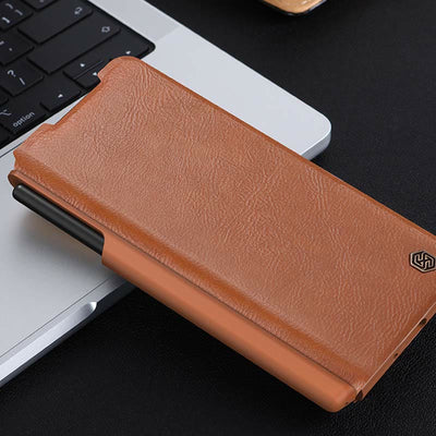 Leather Phone Case for Samsung Galaxy Z Fold 4 5G with S Pen Case